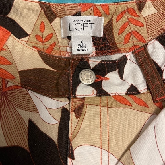 Ann Taylor LOFT CORAL, BROWN, Floral Capris Pants size‎ 6 NEW WITHOUT TAGS - Picture 4 of 9